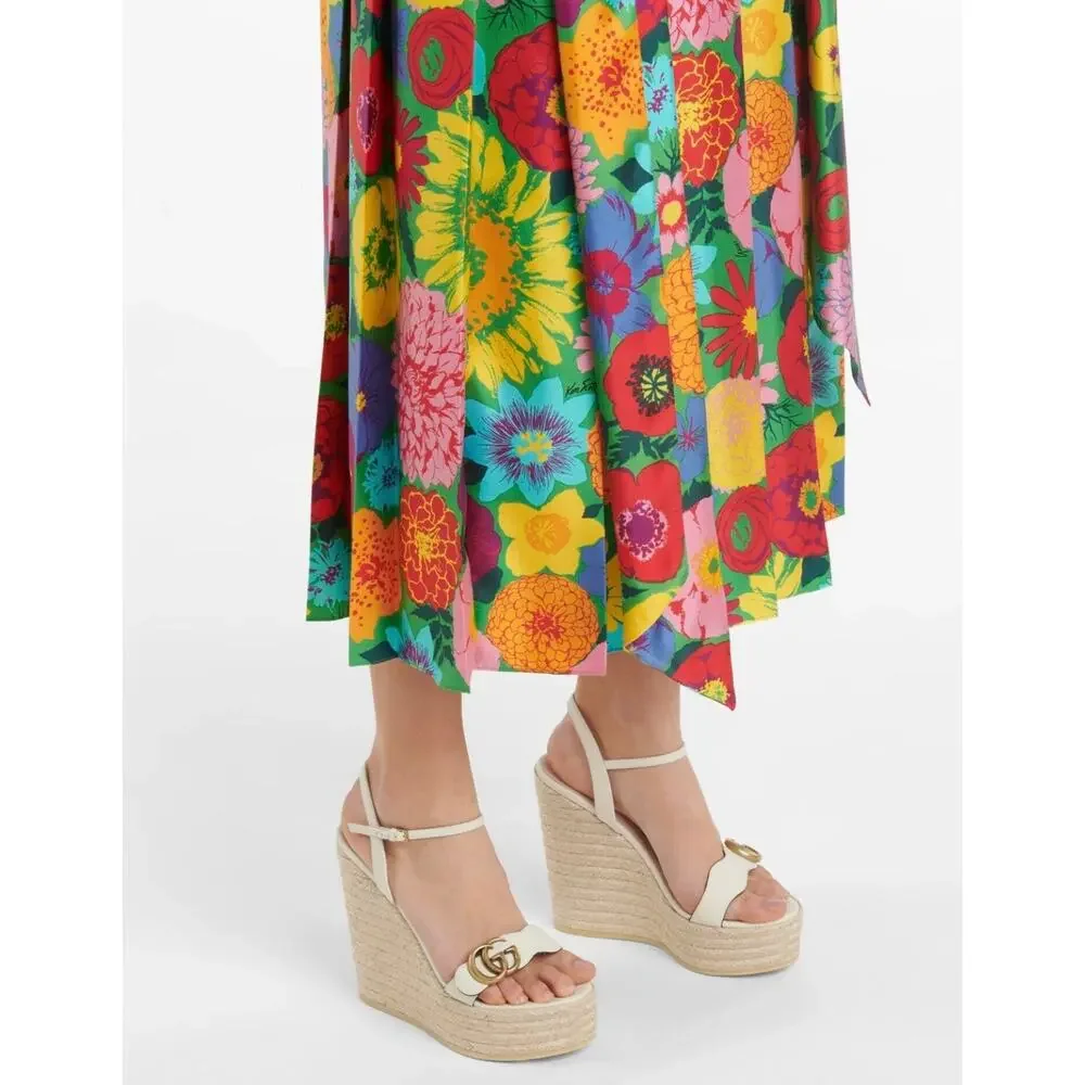 Gucci Aitana Marmont GG Leather Platform Espadrille Wedge Sandals 41 - Picture 2 of 16